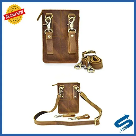 Genuine Leather Messenger Bag Adjustable Strap Waist Pack Retro Classic